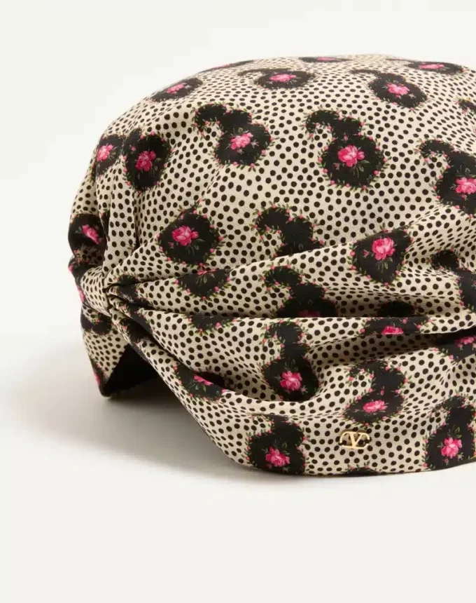 Silk Turban with Micro Cashmere Plus de Pois Print