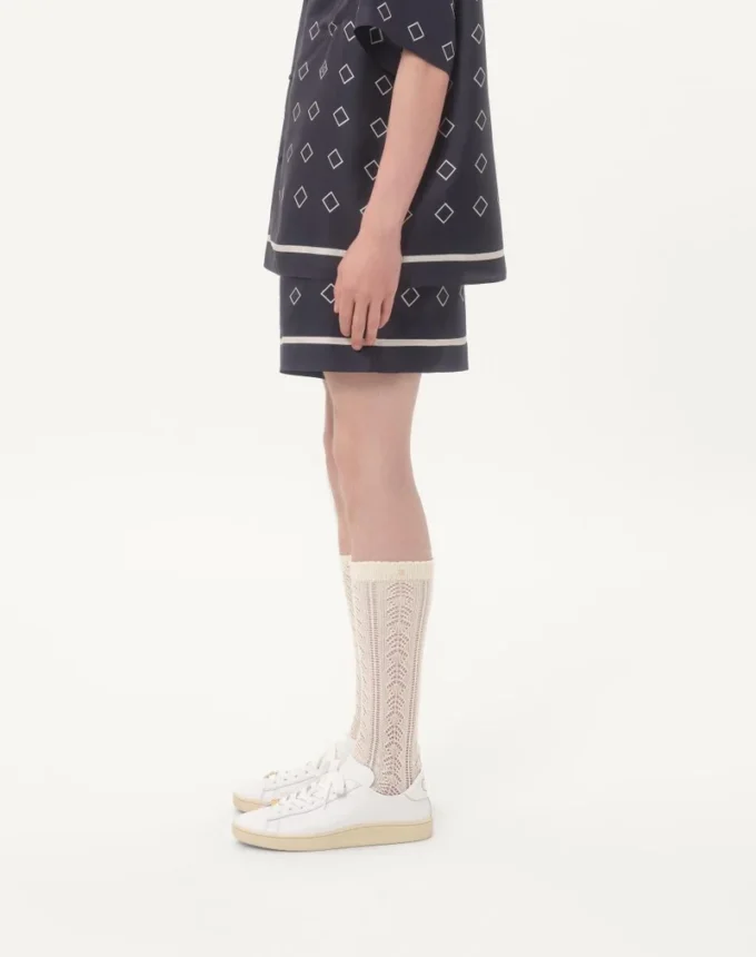 Silk Twill Bermuda Shorts With All-Over Opticool Print Silk Twill Bermuda Shorts With All-Over Opticool Print