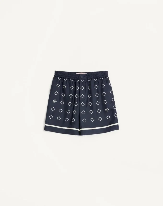 Silk Twill Bermuda Shorts With All-Over Opticool Print Silk Twill Bermuda Shorts With All-Over Opticool Print