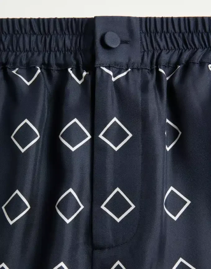 Silk Twill Bermuda Shorts With All-Over Opticool Print Silk Twill Bermuda Shorts With All-Over Opticool Print