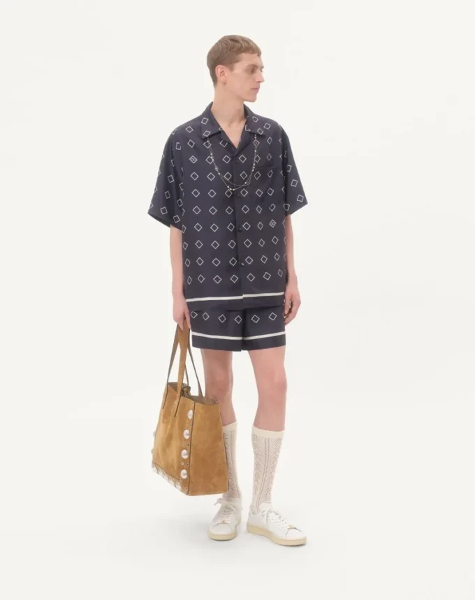 Silk Twill Bowling Shirt With Opticool Print