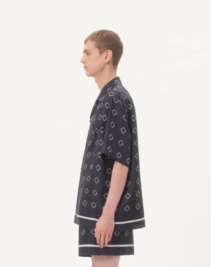 Silk Twill Bowling Shirt With Opticool Print