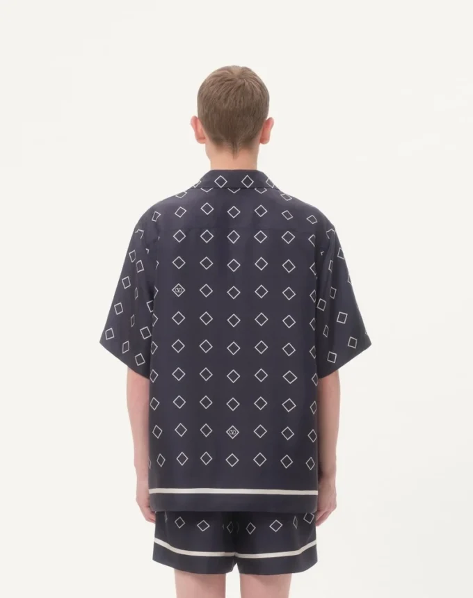 Silk Twill Bowling Shirt With Opticool Print