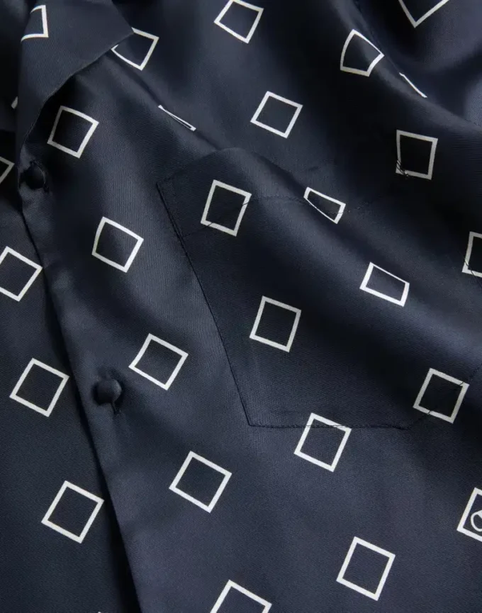 Silk Twill Bowling Shirt With Opticool Print