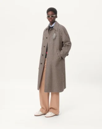 Single-Breasted Cotton And Wool Coat With Vichy Pattern
