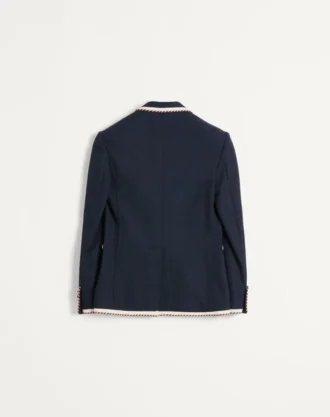 Single-Breasted Jersey Cotton Jacket With Torchon Piping