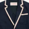 Single-Breasted Jersey Cotton Jacket With Torchon Piping