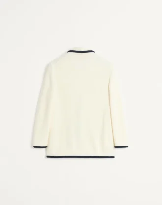 Single-Breasted Wool And Cotton Jacket With Torchon Piping
