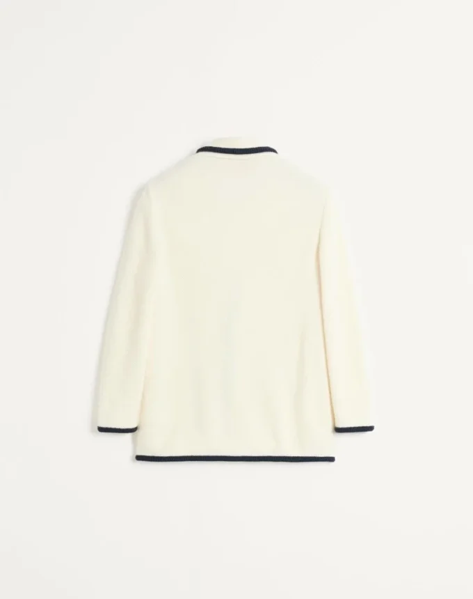 Single-Breasted Wool And Cotton Jacket With Torchon Piping Single-Breasted Wool And Cotton Jacket With Torchon Piping