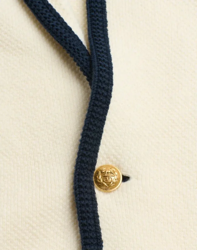 Single-Breasted Wool And Cotton Jacket With Torchon Piping Single-Breasted Wool And Cotton Jacket With Torchon Piping