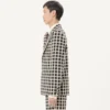 Single-Breasted Wool Blend Jacket With Check Pattern