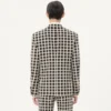 Single-Breasted Wool Blend Jacket With Check Pattern