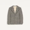 Single-Breasted Wool Blend Jacket With Check Pattern