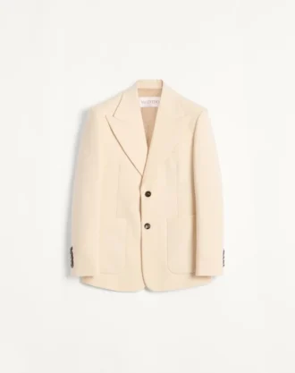 Single-Breasted Wool Gabardine Jacket