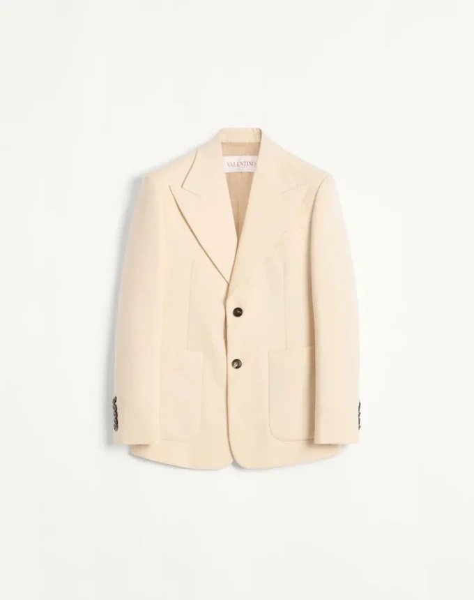 Single-Breasted Wool Gabardine Jacket