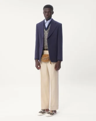 Single-Breasted Wool Gabardine Jacket