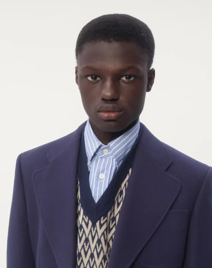 Single-Breasted Wool Gabardine Jacket