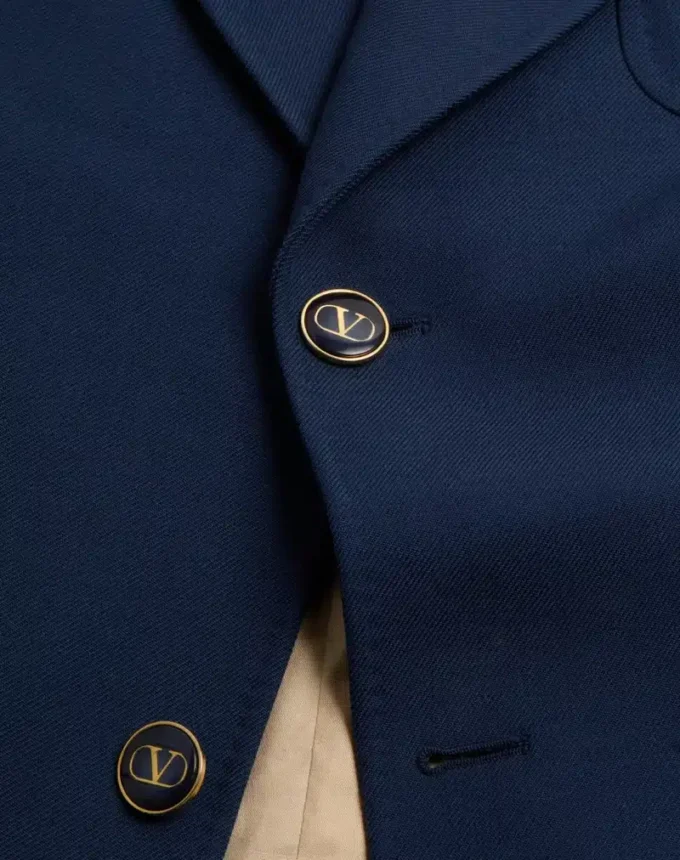 Single-Breasted Wool Gabardine Jacket