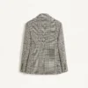 Single-Breasted Wool Jacket With Check Pattern On Houndstooth