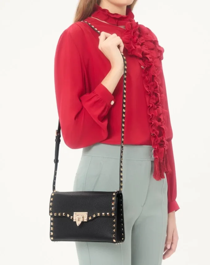 Small Rockstud Grainy Calfskin Crossbody Bag Small Rockstud Grainy Calfskin Crossbody Bag