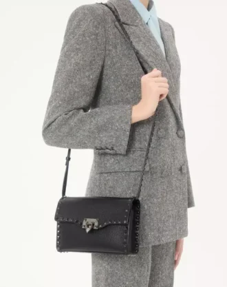 Small Rockstud Grainy Calfskin Crossbody Bag