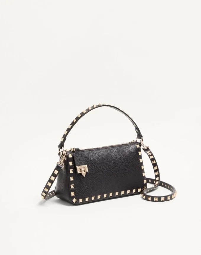 Small Rockstud Grainy Calfskin Crossbody Bag