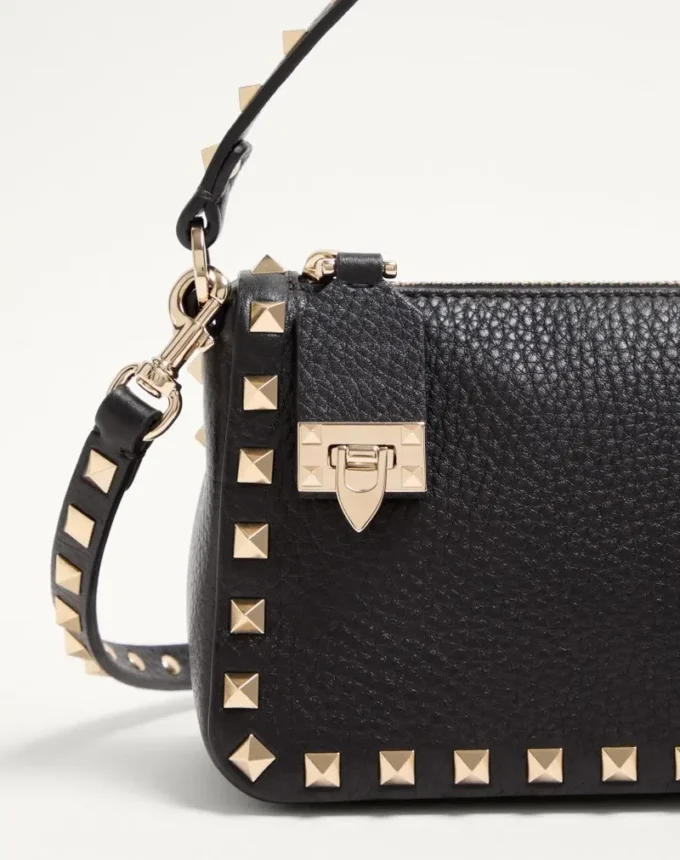 Small Rockstud Grainy Calfskin Crossbody Bag