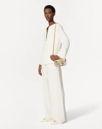 Small Valentino Garavani Locò Metallic Calfskin Shoulder Bag