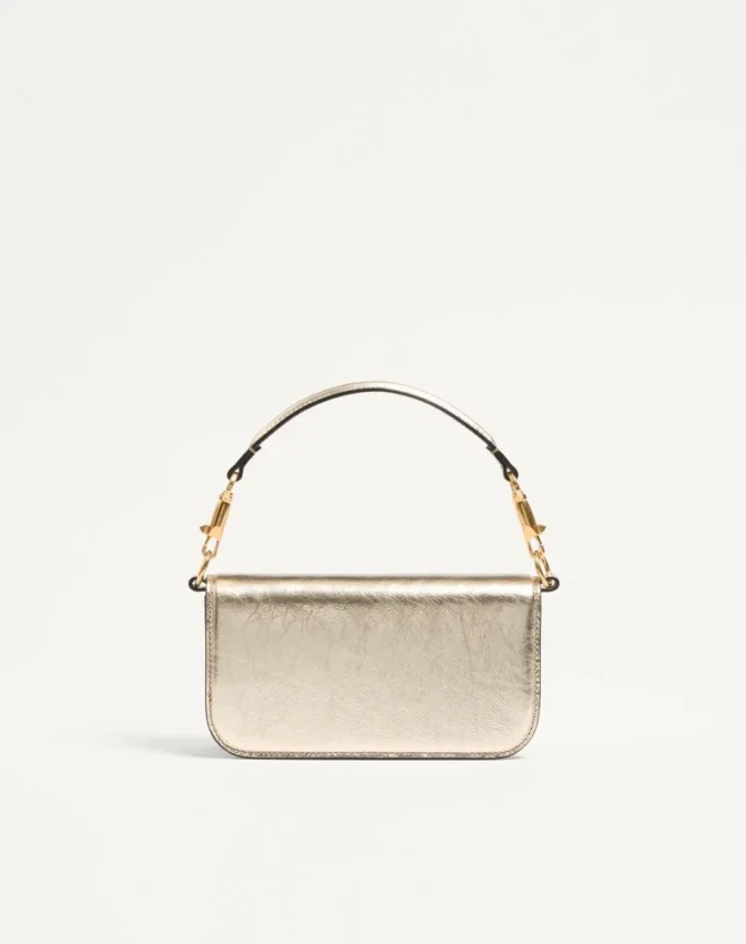 Small Valentino Garavani Locò Metallic Calfskin Shoulder Bag