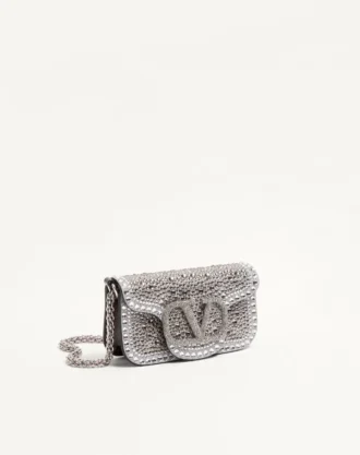 Small Valentino Garavani Locò Shoulder Bag With Rhinestones