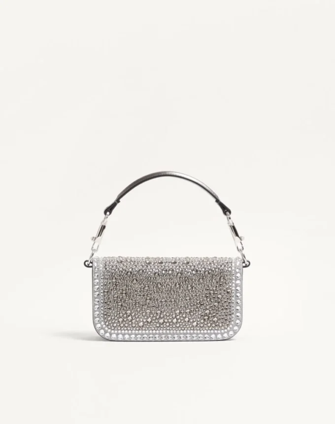 Small Valentino Garavani Locò Shoulder Bag With Rhinestones