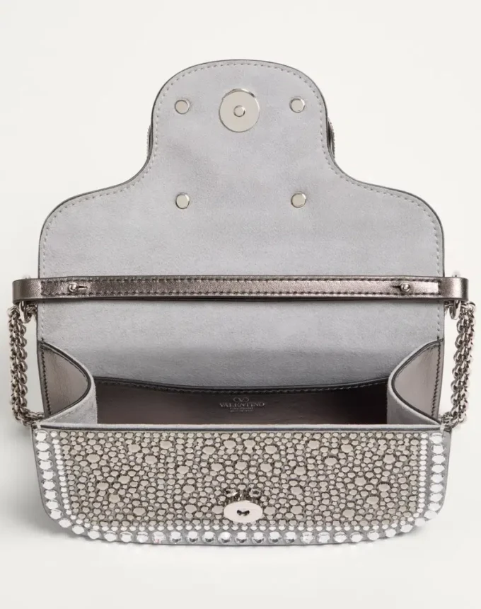 Small Valentino Garavani Locò Shoulder Bag With Rhinestones