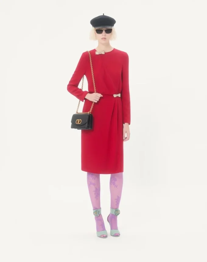 Embroidered Cady Couture Midi Dress