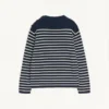 Striped Cotton Crewneck Sweater With Buttons On The Shoulder Striped Cotton Crewneck Sweater With Buttons On The Shoulder