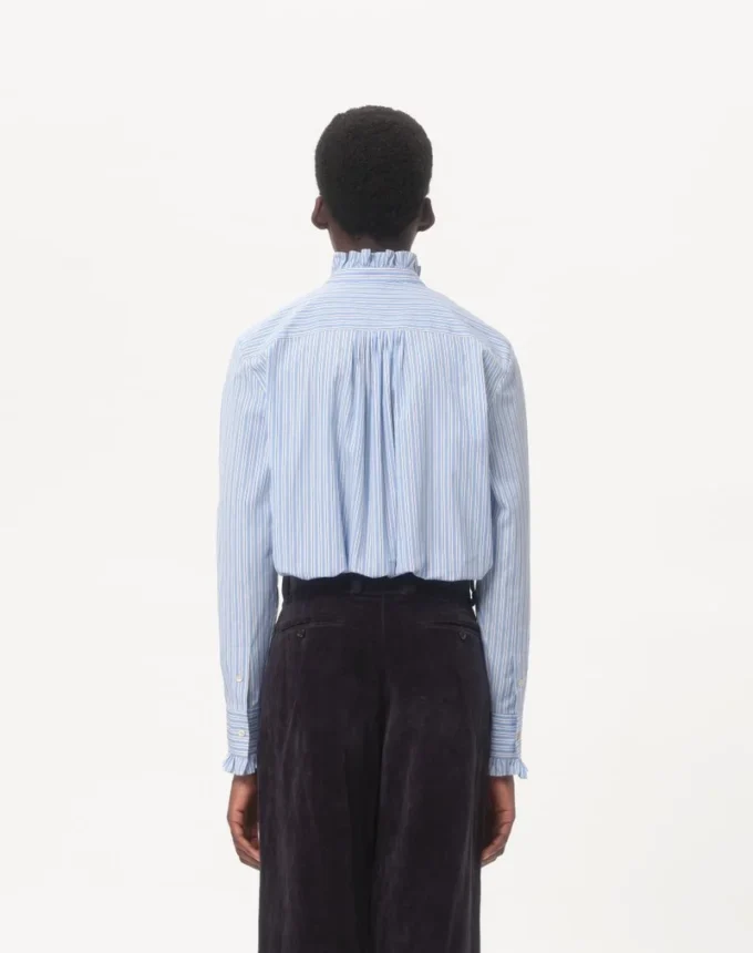 Striped Cotton Shirt With Ruffles
