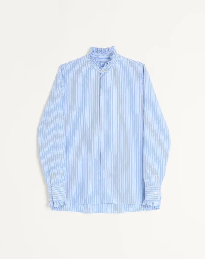 Striped Cotton Shirt With Ruffles