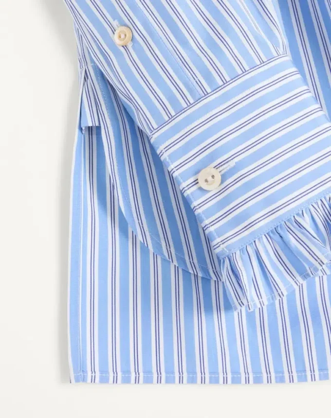 Striped Cotton Shirt With Ruffles