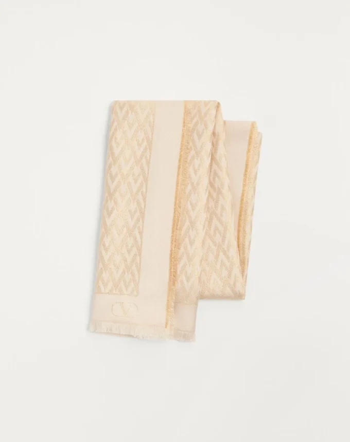 Toute La V Stole In Silk, Viscose And Cashmere