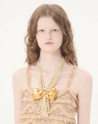 Trop Chou Necklace in Metal, Enamel, Pearls, and Crystals