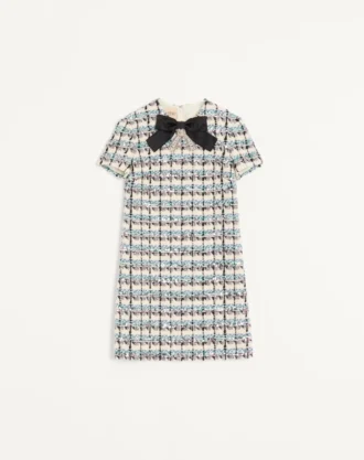 TWEED PAILLETTES EMBROIDERED SHORT DRESS