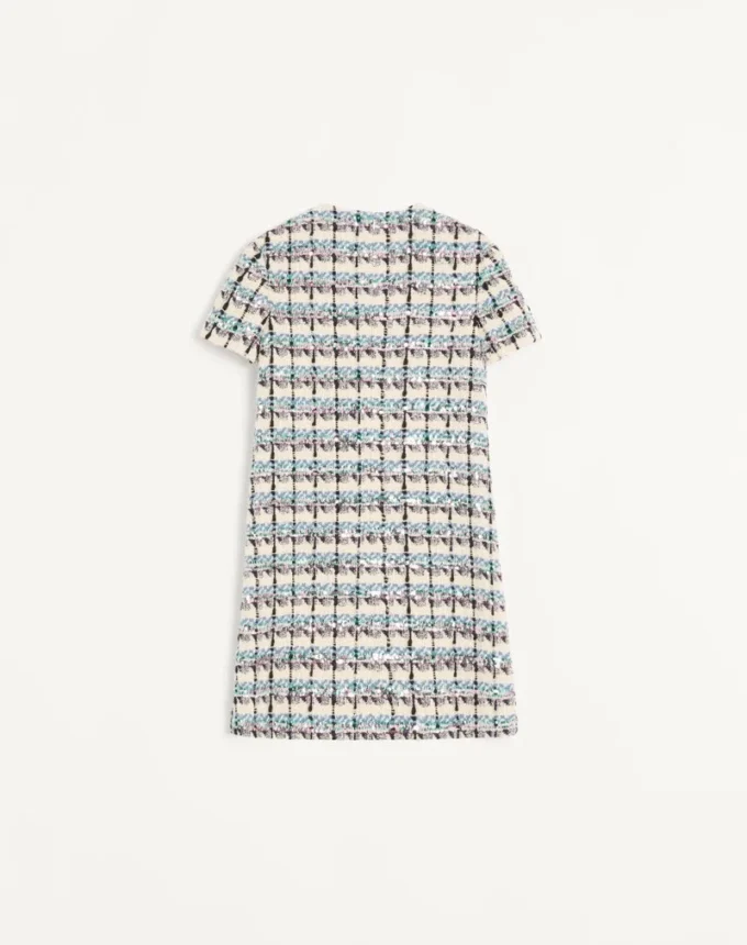TWEED PAILLETTES EMBROIDERED SHORT DRESS TWEED PAILLETTES EMBROIDERED SHORT DRESS
