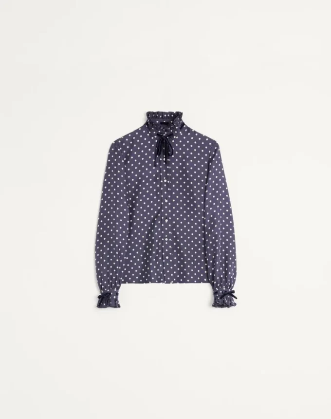 Twill Shirt With Plus De Pois Print