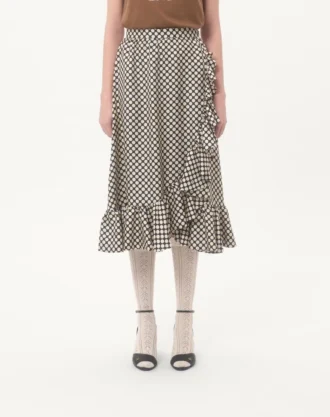 Twill Skirt With Plus De Pois Print
