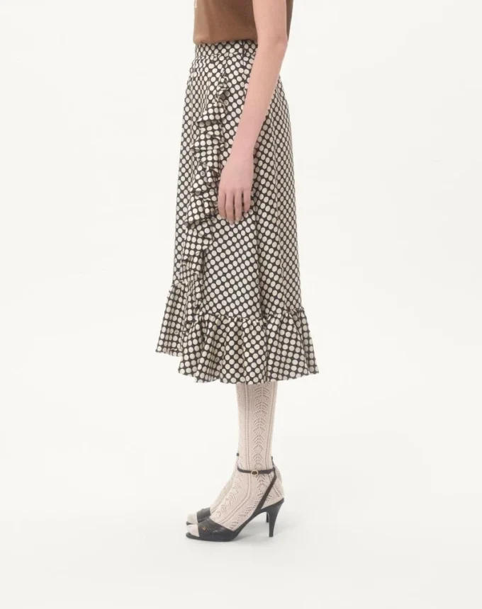 Twill Skirt With Plus De Pois Print Twill Skirt With Plus De Pois Print