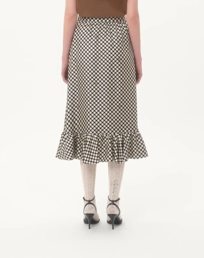 Twill Skirt With Plus De Pois Print Twill Skirt With Plus De Pois Print