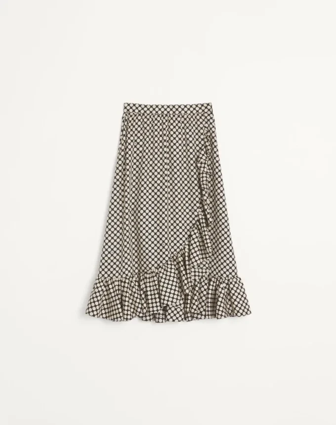 Twill Skirt With Plus De Pois Print Twill Skirt With Plus De Pois Print