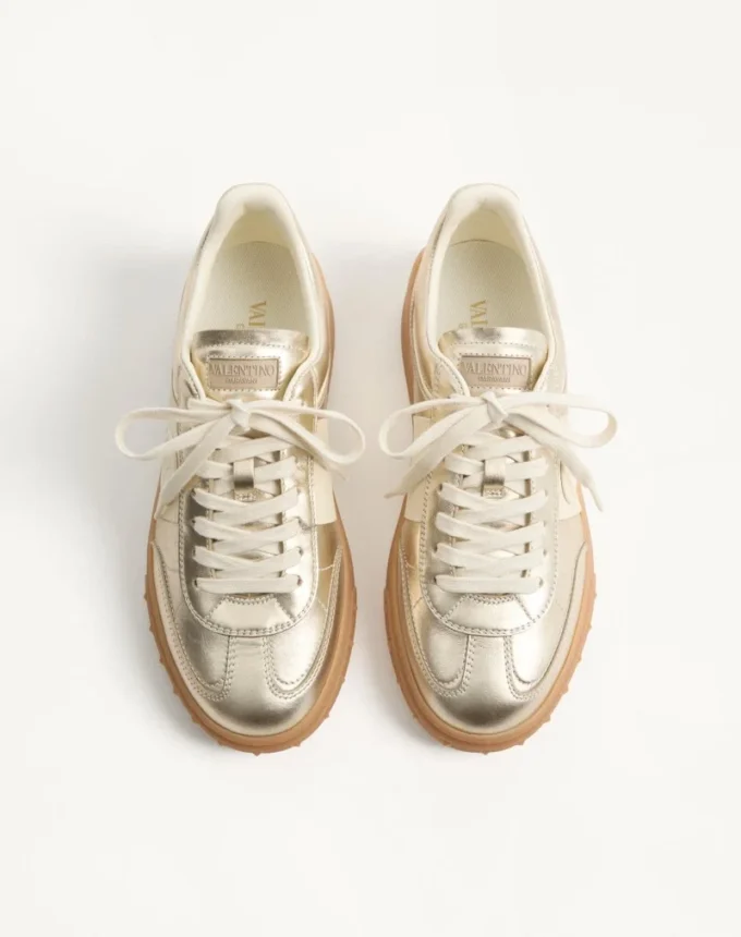 Upvillage Trainer In Laminated Calfskin With Nappa Calfskin Leather Band