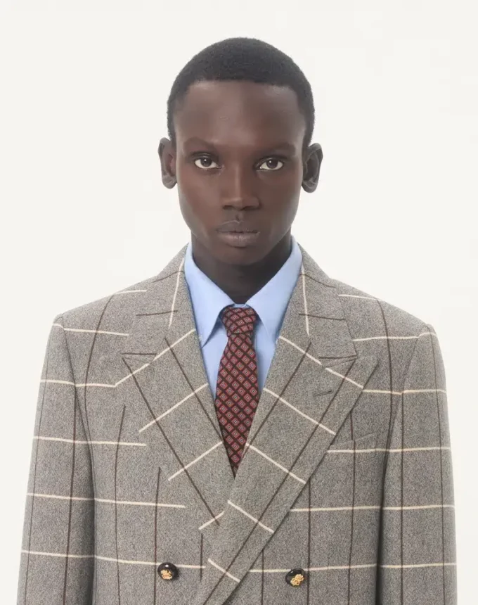 Valentie Jacquard Cotton Tie with Chamber Pattern and VLogo Signature Detail