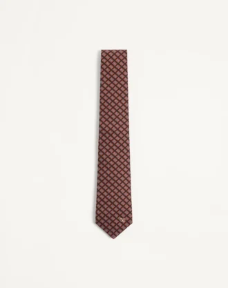 Valentie Jacquard Cotton Tie with Chamber Pattern and VLogo Signature Detail