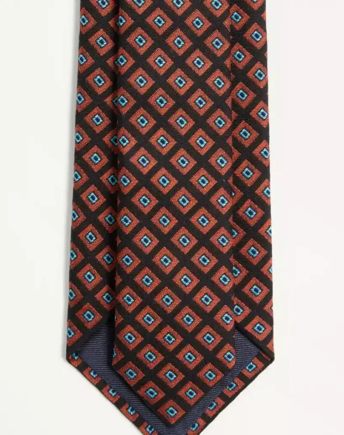 Valentie Jacquard Cotton Tie with Chamber Pattern and VLogo Signature Detail